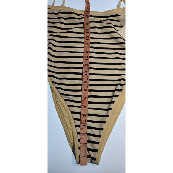 SAME Los Angeles Swim Womens One Piece ColorBlock Stripped Navy Blue Medium - Picture 11 of 12